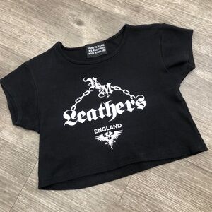 R & M Leathers Black Micro Baby Tee Cropped Top XS